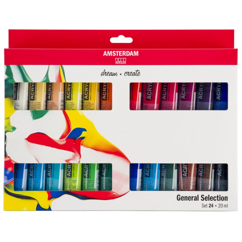 Royal Talens Amsterdam acrylic paint introductory set, 24 tubes, 20 ml, coloured set