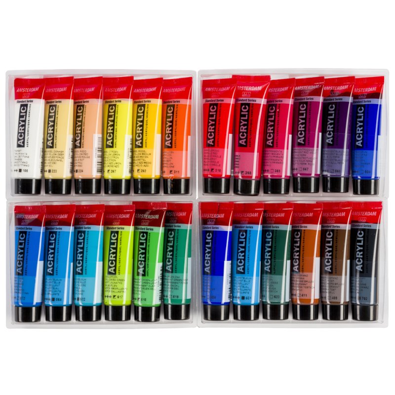 Royal Talens Amsterdam acrylic paint introductory set, 24 tubes, 20 ml, coloured set