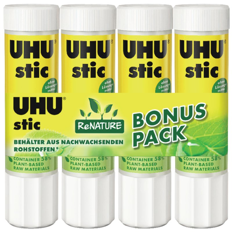 UHU bâton de colle stic ReNature, sans solvant, 21 g