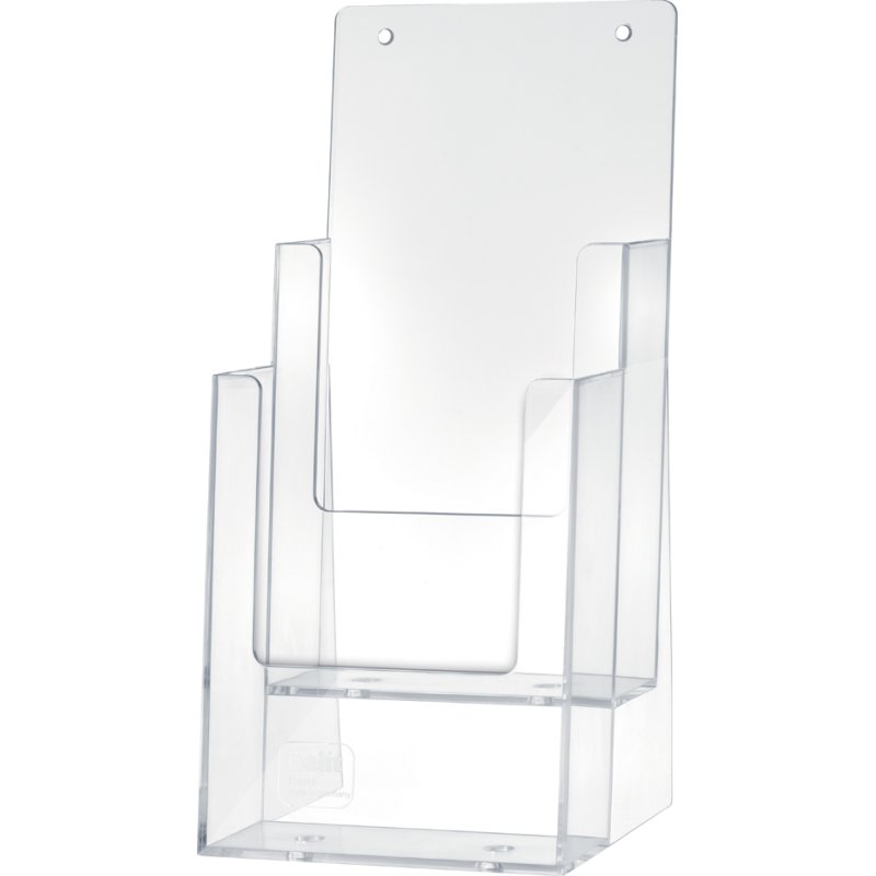 helit présentoir de table the helpdesk, 1/3 A4 debout, polystyrène transparent, 30 mm profondeur
