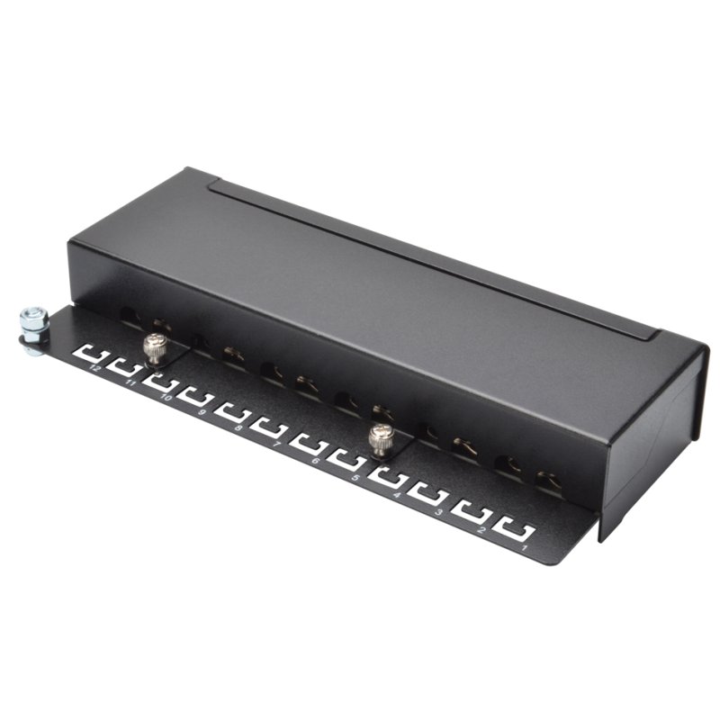DIGITUS panneau de brassage de bureau catégorie 6A, 12 connecteurs RJ45, noir, 1 HE