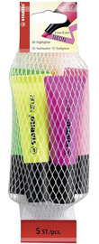 STABILO markeerstiften NEON, keilpunt 2-5 mm, gemixt, 5 stuks