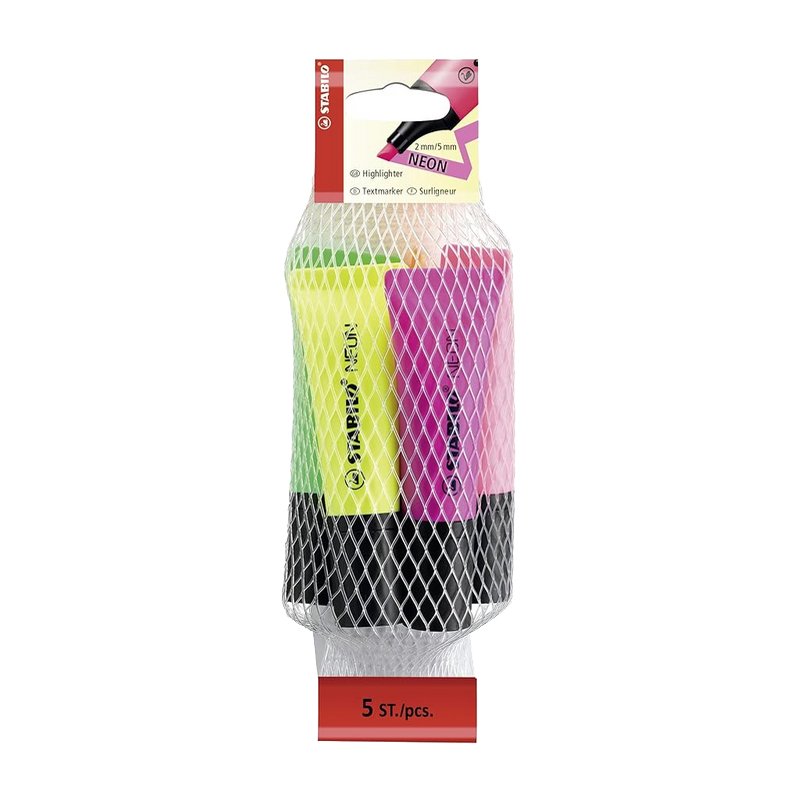 STABILO surligneurs néon, 5 pièces, 2,0-5,0 mm