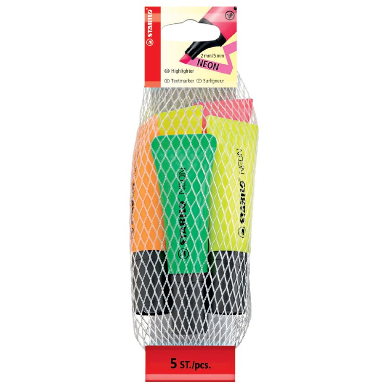 STABILO surligneurs néon, 5 pièces, 2,0-5,0 mm