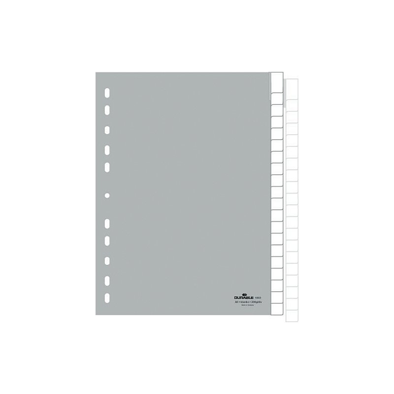 DURABLE intercalaires plastique A4, 20 pièces, gris