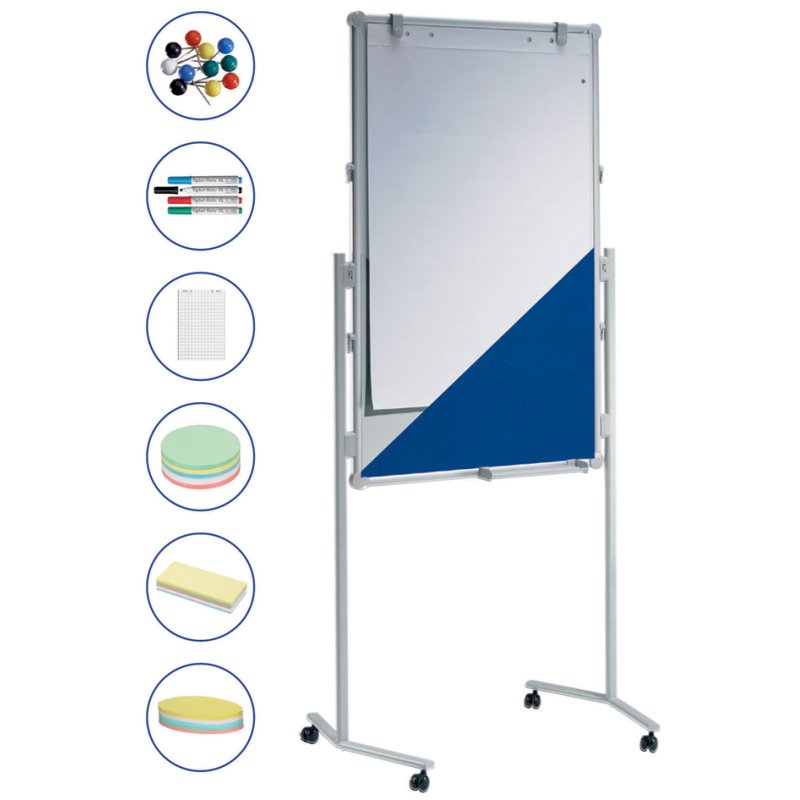 MAUL table de modération MAULpro, blanc/bleu, panneau d'affichage/tableau blanc/chevalet, 750×1200 mm