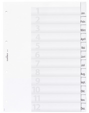 DURABLE intercalaires A4, transparent, 12 pièces, plastique rigide