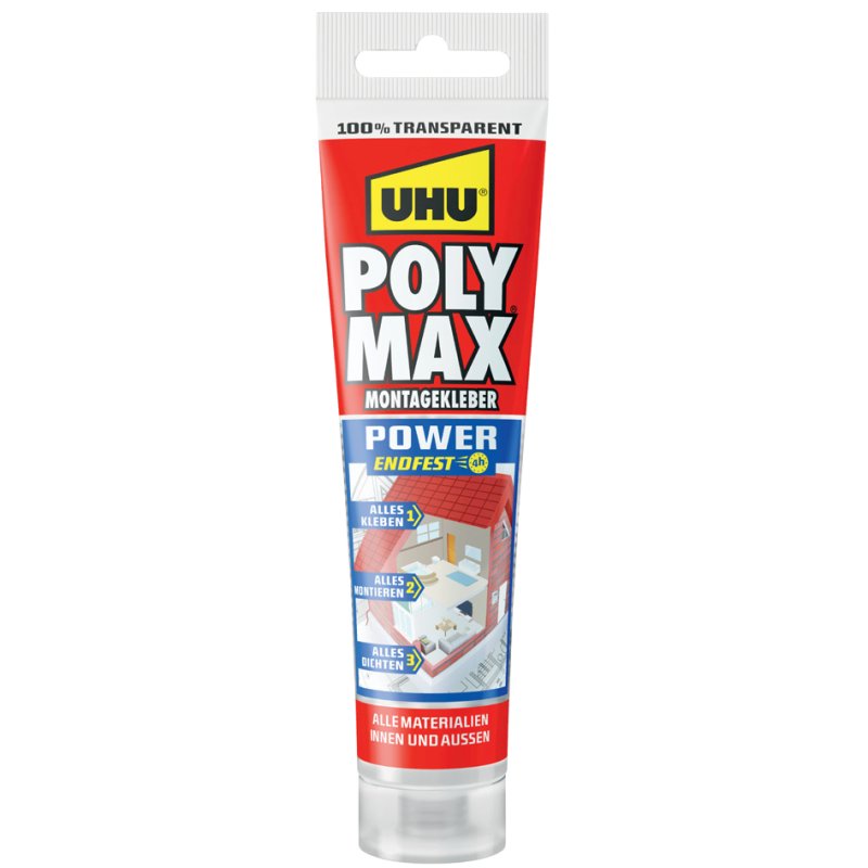 UHU colle de montage POLYMAX POWER ENDFEST, transparent cristallin, 115 g