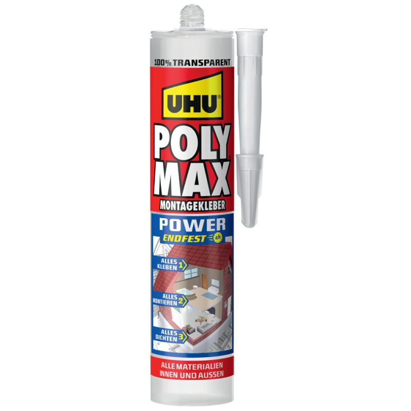 UHU colle de montage POLYMAX POWER ENDFEST, transparent cristallin, 115 g