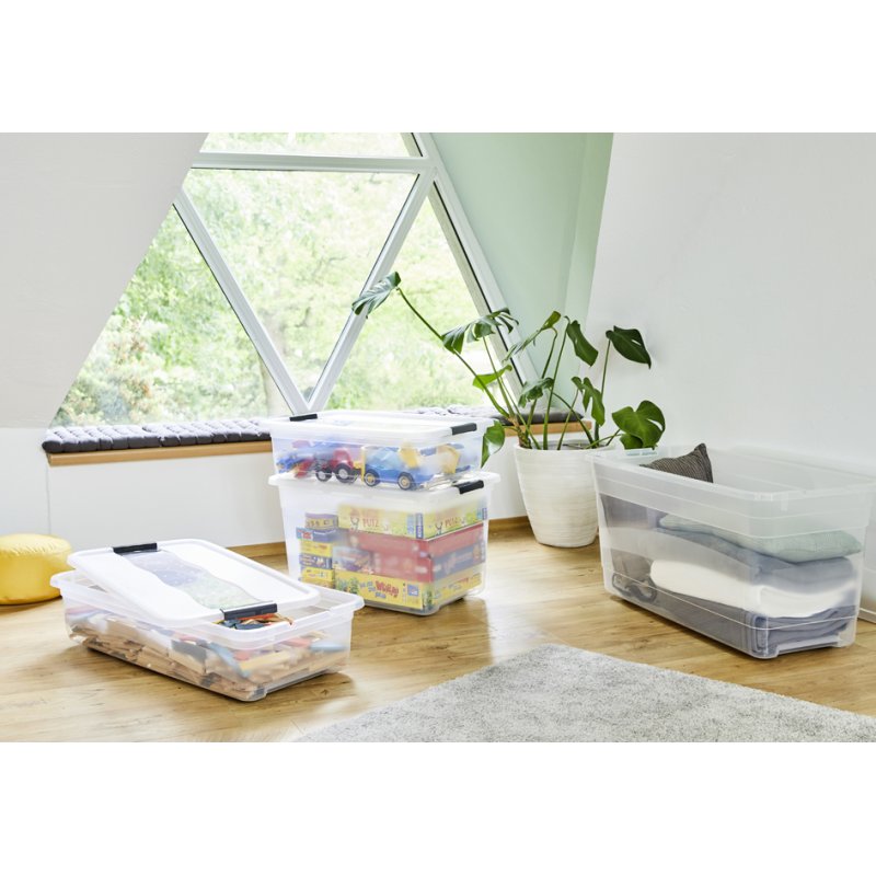 keeeper boîte de rangement Konrad, avec roulettes, 33 litres, transparent