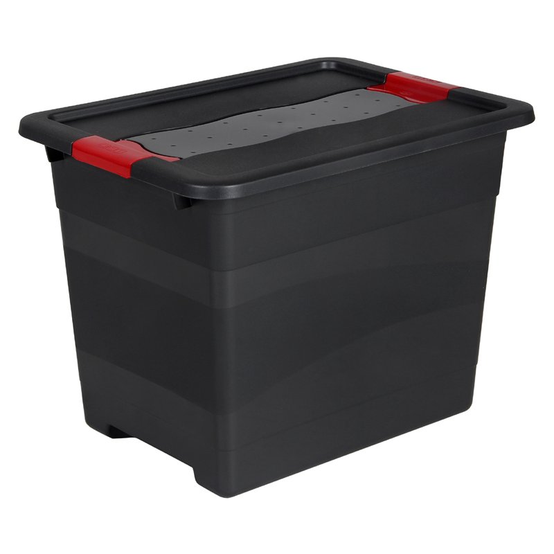 keeeper bergbox Eckhart, 24 liter, grafietgrijs/rood, met deksel