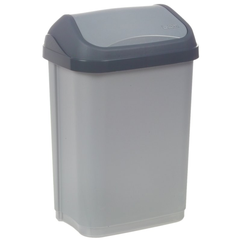 keeeper poubelle Swantje, 10 litres, argent/graphite, couvercle à charnière