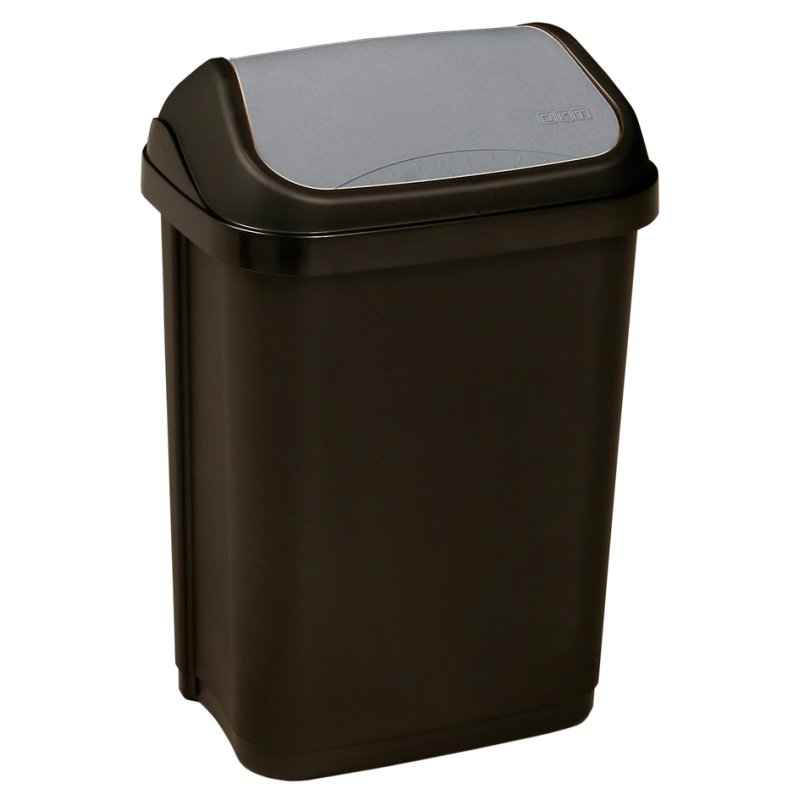 keeeper poubelle Swantje, 10 litres, argent/graphite, couvercle à charnière
