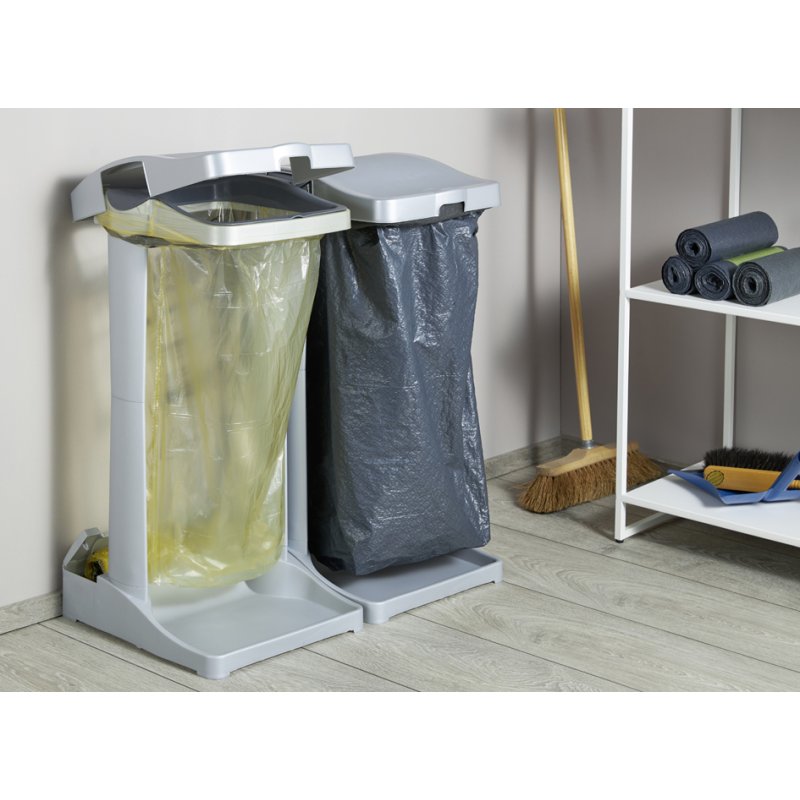 keeeper support bac à déchets ole, argent/anthracite, 35×40×75 cm