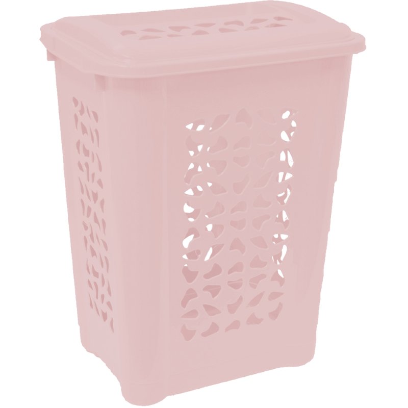 keeeper panier à linge per, avec couvercle, 60 litres, rose scandinave