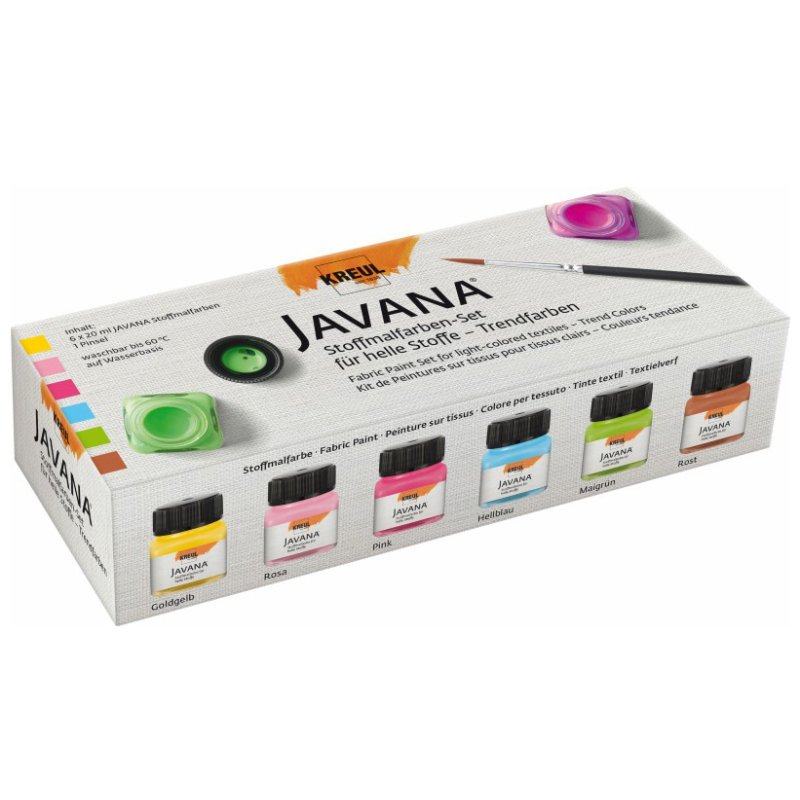 KREUL peinture textile JAVANA, fresh colors, 6 couleurs de 20 ml