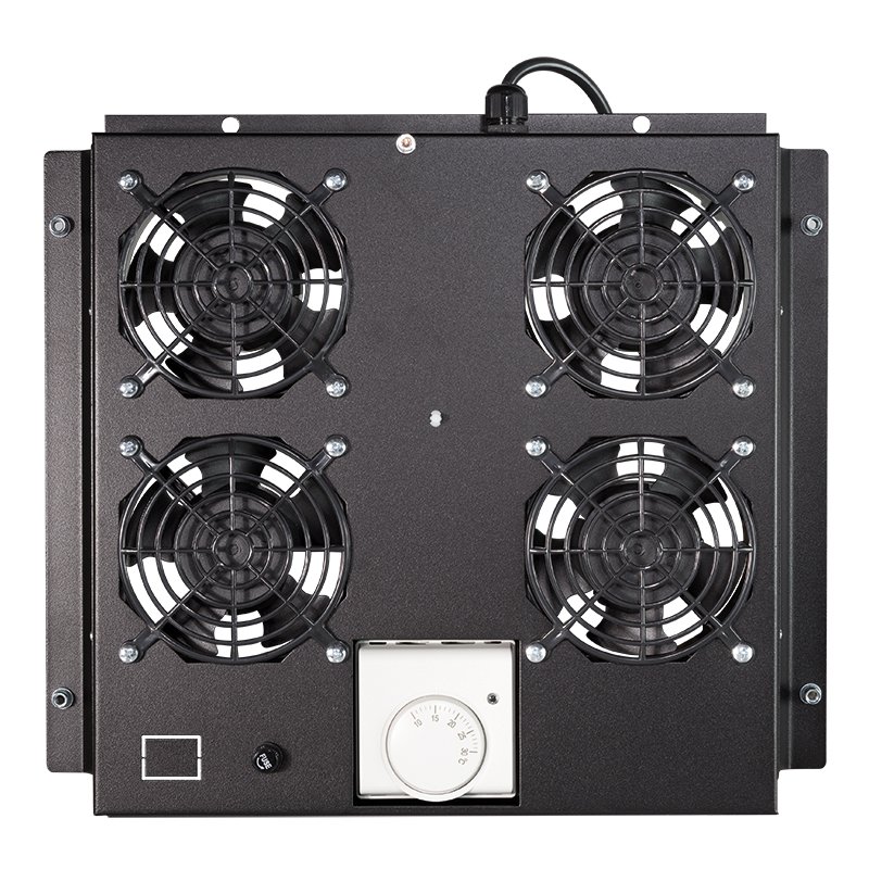 LogiLink Unité de ventilation de toit professionnel, 4 ventilateurs, noir, 19 pouces