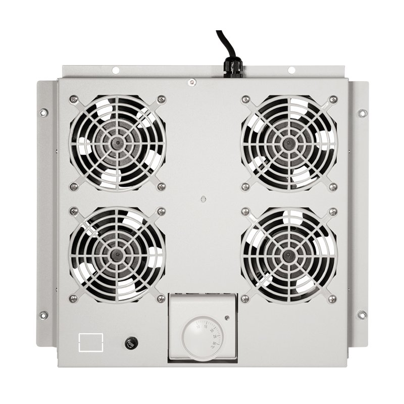 LogiLink Unité de ventilation de toit professionnel, 4 ventilateurs, noir, 19 pouces