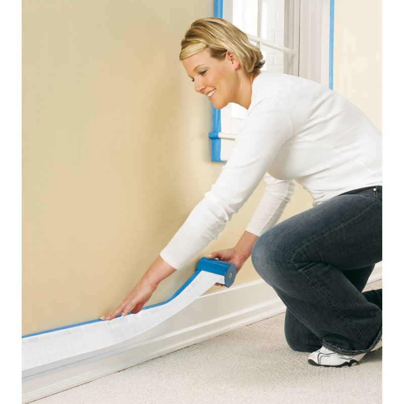 Scotch ScotchBlue afdekfolie met schilderstape, navulrol, 609 mm × 27,4 m, transparant
