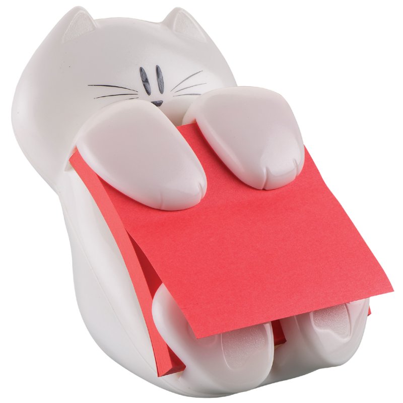 Post-it Z-Notes support chat blanc, incluant Super Sticky Z-Notes 76×76 mm, rose rouge, 90 feuilles
