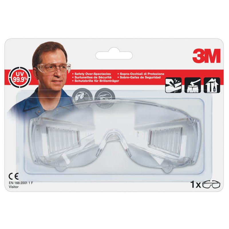 3M veiligheidsbril VisitorC voor brildragers, transparant, polycarbonaat