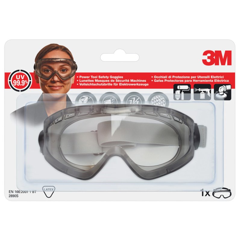 3M ruimzichtbril 2890SC, heldere glazen, polycarbonaat, UV-bescherming