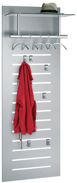 kerkmann wandgarderobe tec-art, 6 haken, alusilver, 600×330×1700 mm