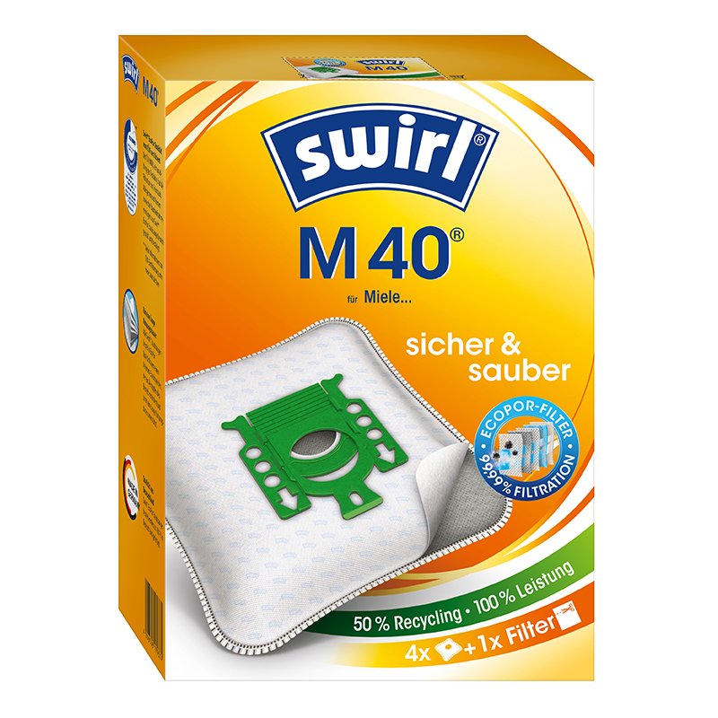 swirl sacs d'aspirateur M40, filtre EcoPor, 4 pièces + 1 filtre universel