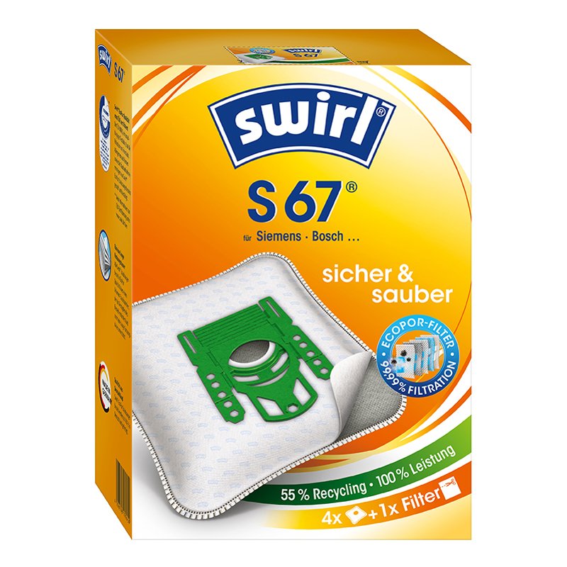Swirl sacs d'aspirateur S67, filtre MicroporPlus, microfibre, 4 pièces