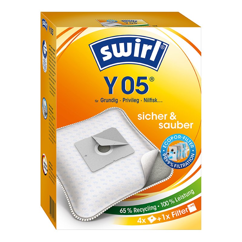 Swirl vacuum cleaner bags Y05, MicroporPlus filter, 4 pieces + universal filter