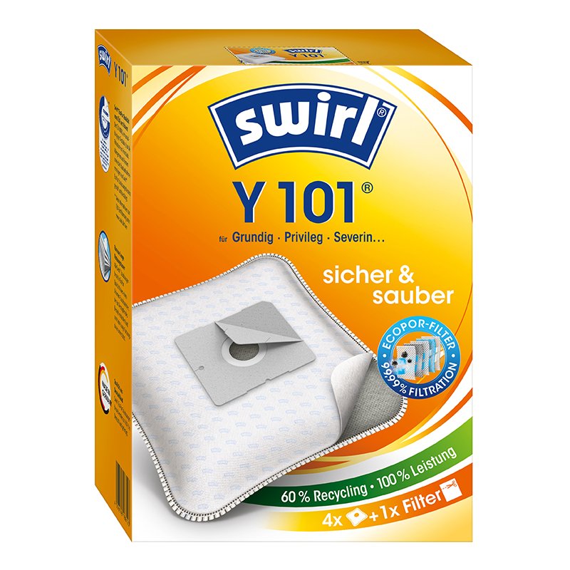 Swirl vacuum cleaner bags Y 101, MicroporPlus filter, 4 pieces + 1 filter