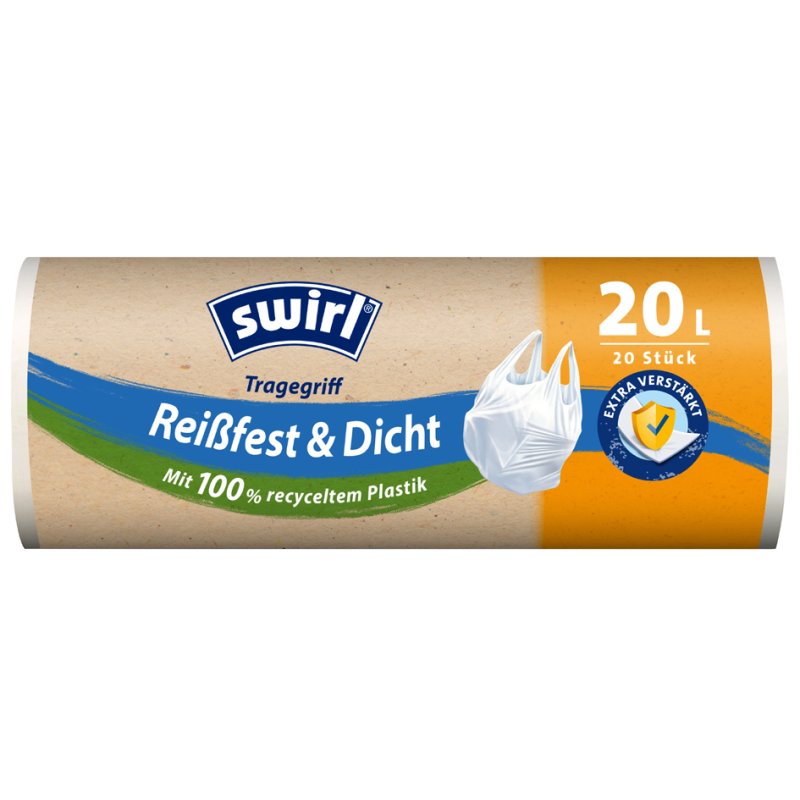 swirl sacs à ordures avec poignées, blanc, 20 litres, 20 pièces