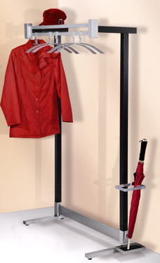 kerkmann wandkapstok Montana, zwart/aluzilver, met hoedenplank, 100×43×170 cm