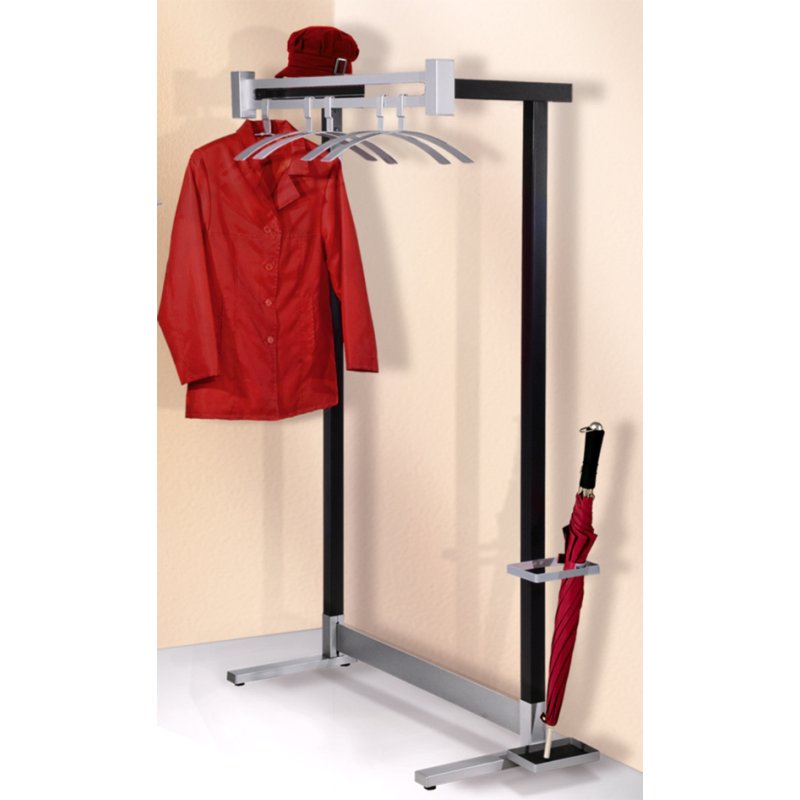 kerkmann wandkapstok Montana, zwart/aluzilver, met hoedenplank, 100×43×170 cm