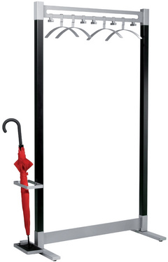 Kerkmann rij-garderobestandaard Montana, staal zwart/aluzilver, 100×46×170 cm