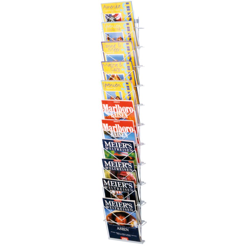 kerkmann wall brochure holder DIN A4 portrait, 11 compartments, light grey