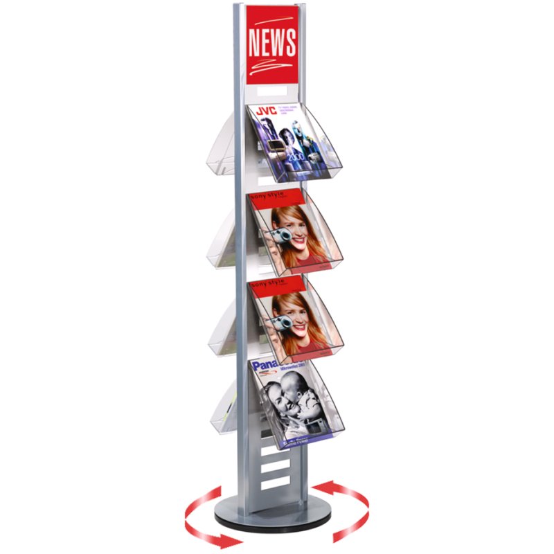 kerkmann Porte-brochures tec-art, rotatif, double face, alusilver