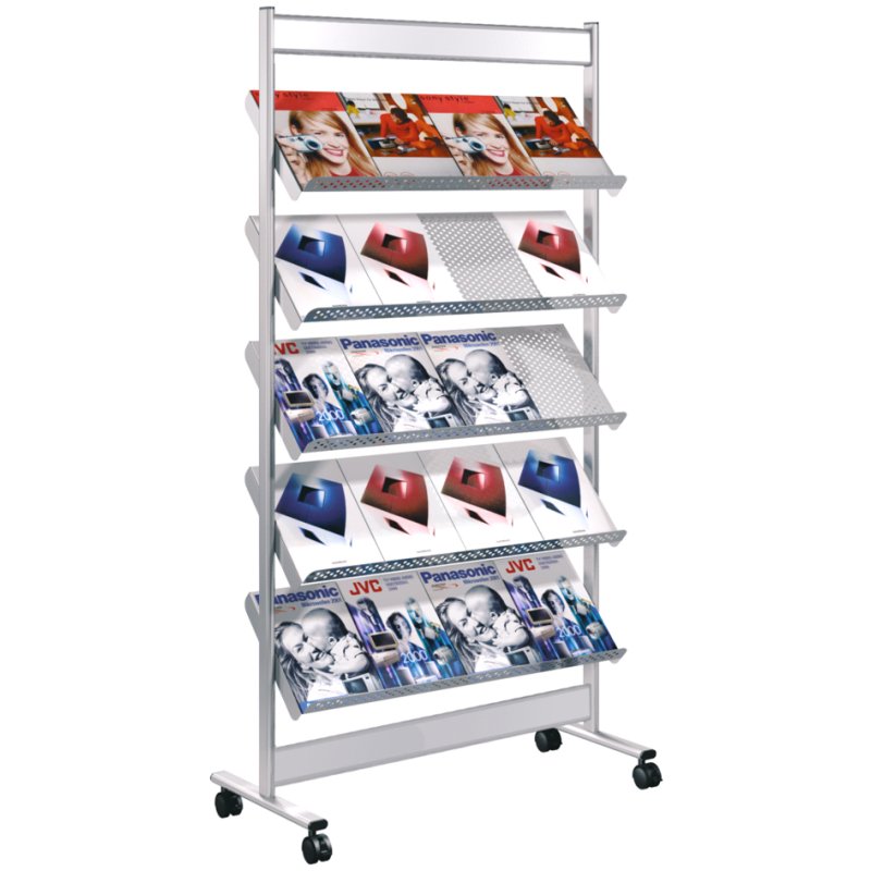 kerkmann présentoir Artline, 16 × A4, alusilver, 930 × 350 × 1700 mm
