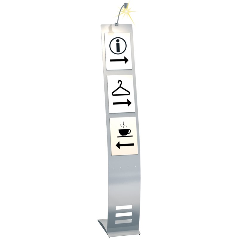 kerkmann infostandaard smal, alusilver, 260 × 420 × 1650 mm, poedergecoat staal