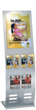kerkmann infostandaard prospecthouder breed, alusilver, 520×460×1650 mm