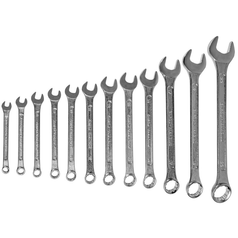 MANNESMANN ring spanner set, 12-piece, 6-22 mm, chrome vanadium steel