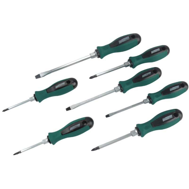 BRÜDER MANNESMANN GREEN LINE jeu de tournevis, 7 pièces, acier chrome-vanadium