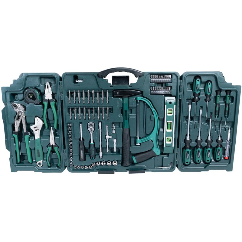 BRÜDER MANNESMANN GREEN LINE tool set, green/black, 89-piece, in case