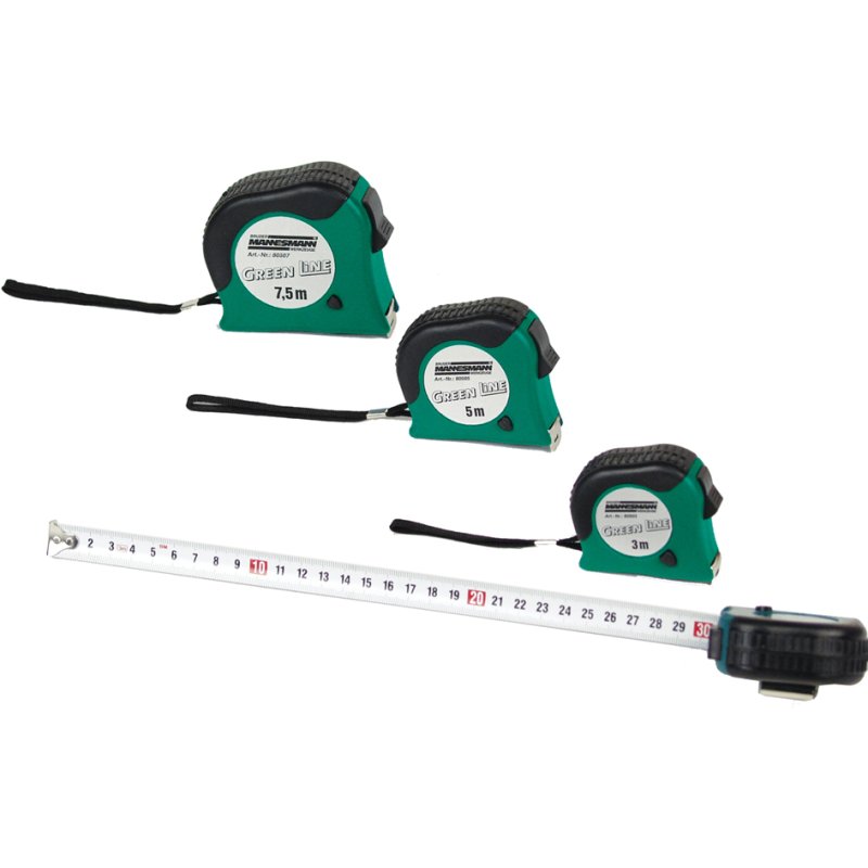 BRÜDER MANNESMANN GREEN LINE mètre à ruban, 7,5 m, largeur 25 mm, clip métallique