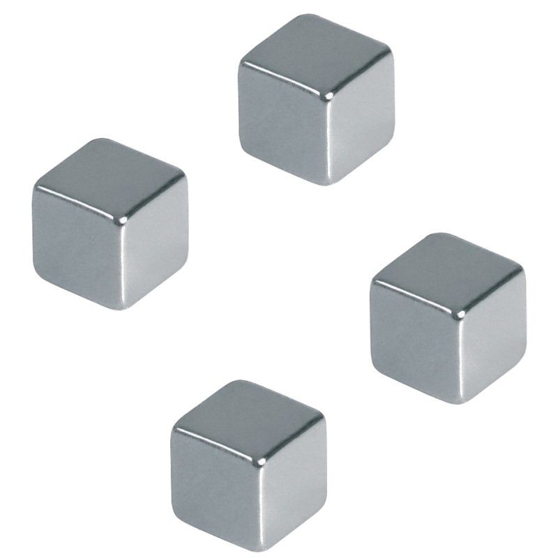 FRANKEN blocs aimants néodyme, 10×10×10 mm, chrome, 2 pièces