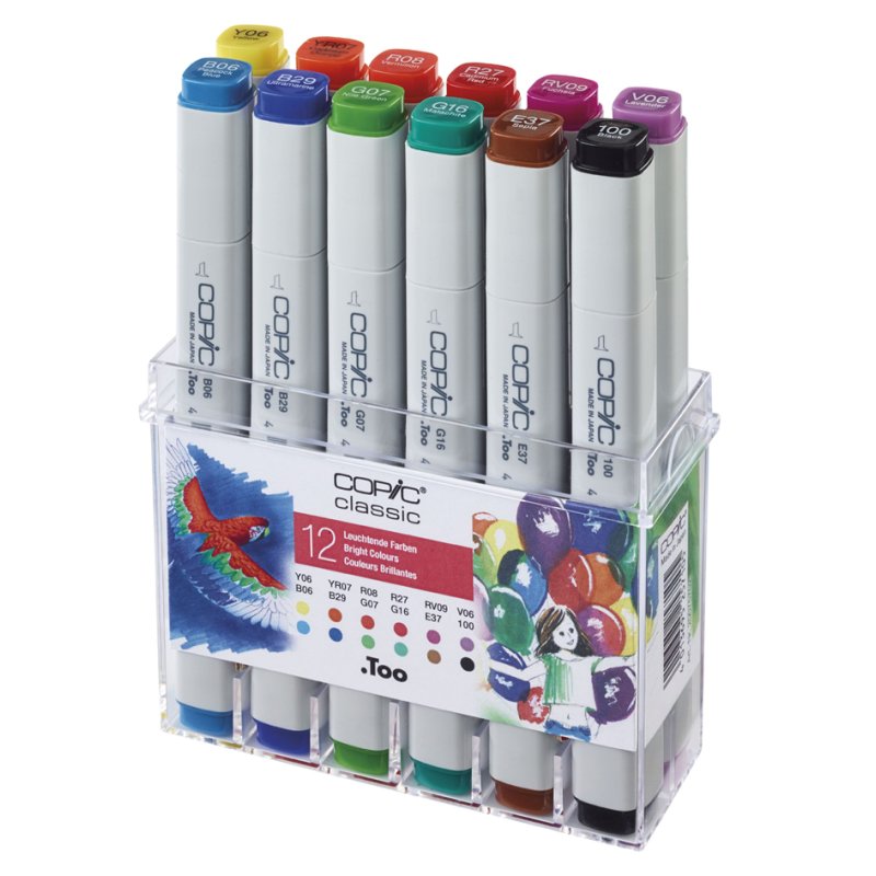 COPIC markers classic, navulbaar, fluorkleuren, 12 stuks
