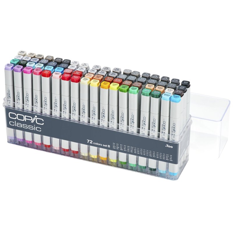COPIC stiften classic set 2, navulbaar, alcoholbasis, 72 stuks