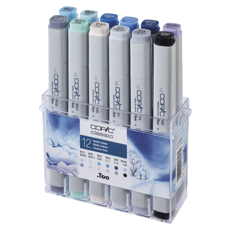 COPIC Marker classic, couleurs hivernales, rechargeables, 12 pièces