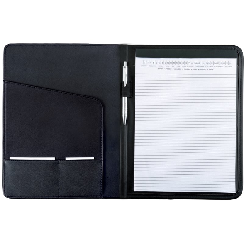 Alassio A4 writing folder Savona, faux leather, black