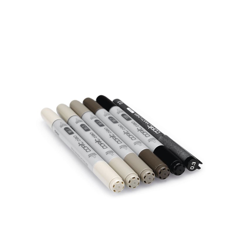 COPIC Marker ciao set teintes gris chaud, 5+1 pièces